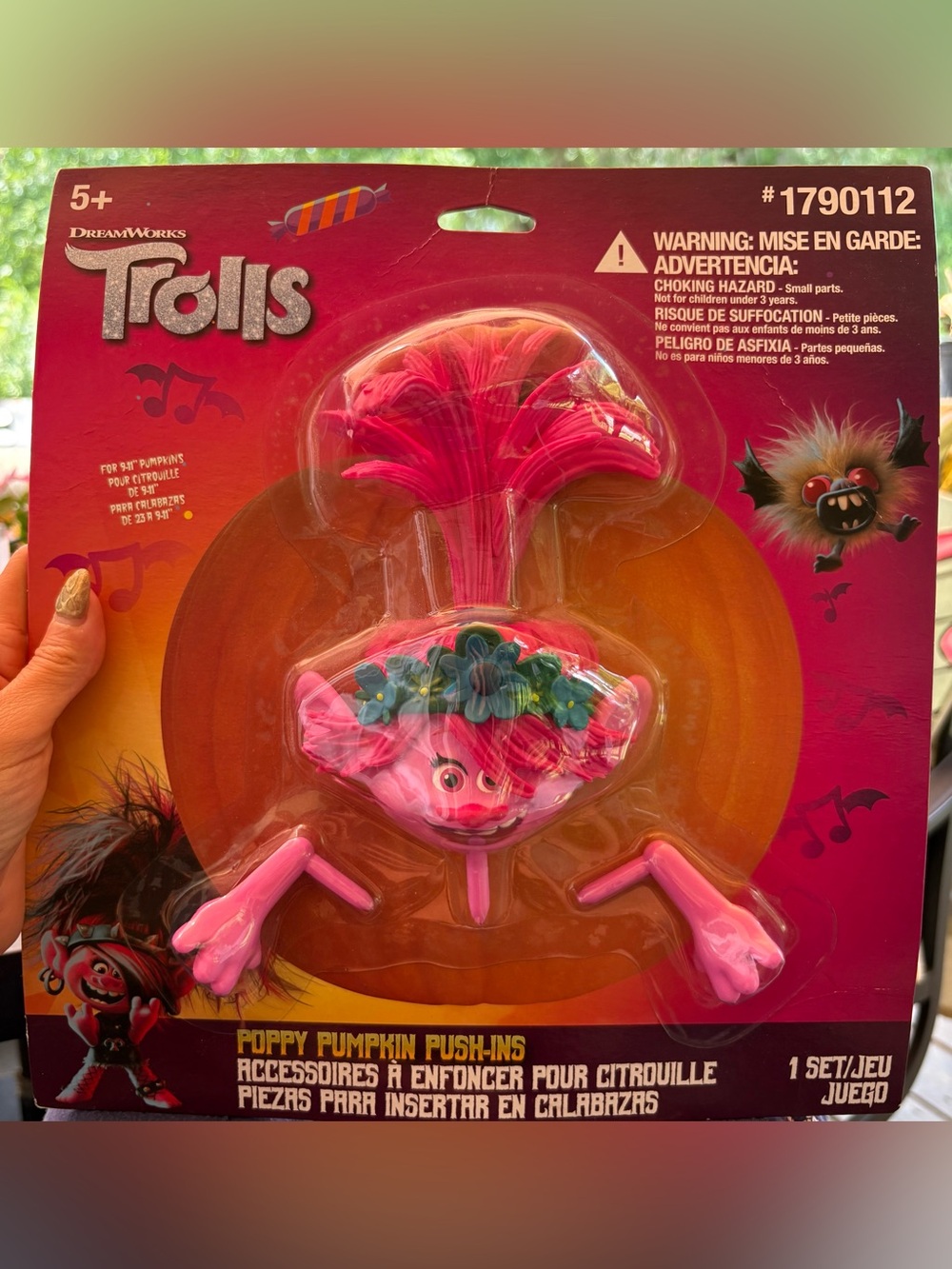 DreamWorks Trolls Poppy Pumpkin Push-In - Pink blue green never opened